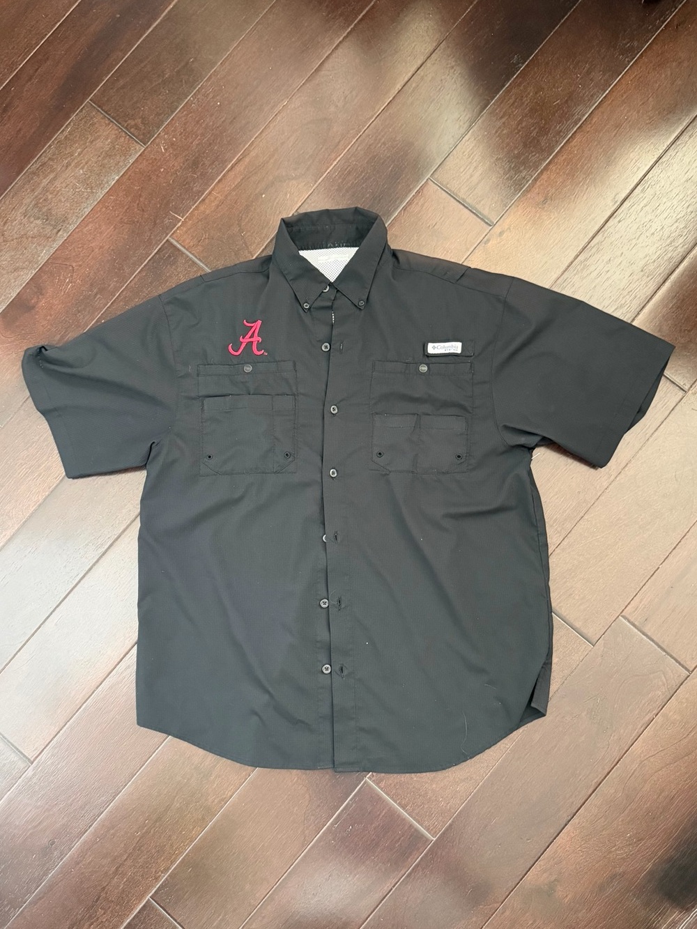 Alabama Columbia PFG Omni Shade Short Sleeve Shirt Black Crimson Tide Mens Large